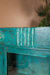 Teal Blue Vintage Wall Showcase <p>W:129cm D:17cm H:98cm </p>