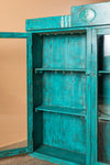 Teal Blue Vintage Wall Showcase <p>W:129cm D:17cm H:98cm </p>