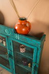 Teal Blue Vintage Wall Showcase <p>W:129cm D:17cm H:98cm </p>