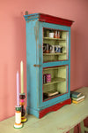 Blue & Red Vintage Wall Showcase <p>W:59cm D:22cm H:97cm </p>