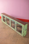 Vintage Light Green & Blue Wall Showcase <p>W:186cm D:22cm H:54cm </p>