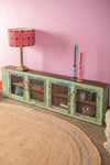 Vintage Light Green & Blue Wall Showcase <p>W:186cm D:22cm H:54cm </p>