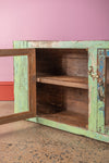 Vintage Light Green & Blue Wall Showcase <p>W:186cm D:22cm H:54cm </p>