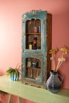Vintage Dark Blue Wall Showcase <p>W:48cm D:17cm H:120cm </p>