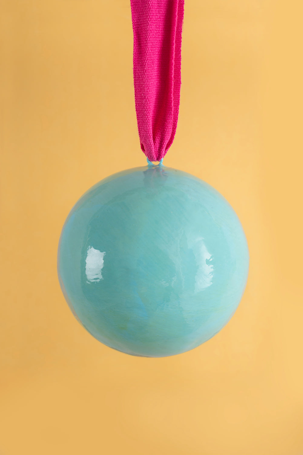 Turquoise and Pink Colourblock Bauble