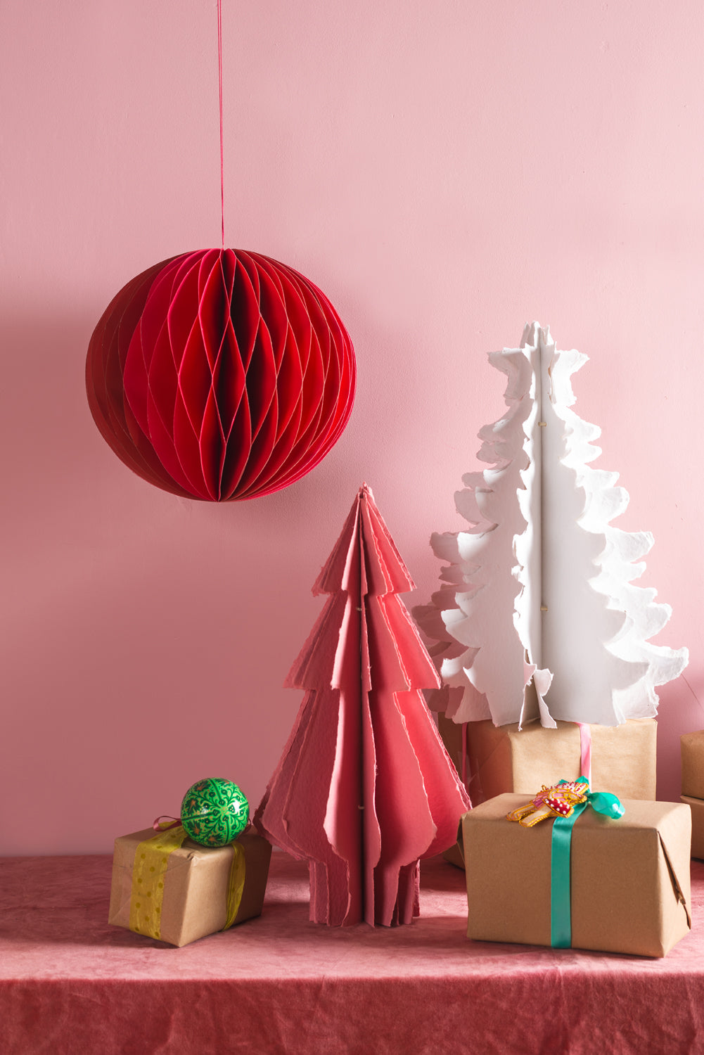 Pink & Red Origami Ball Hanging Decoration