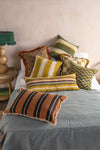Whiskey Brown Stripe Block Print Cushion Cover