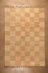Jute Chequered Extra Large Rug with Tasselled Edge