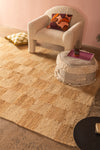 Jute Chequered Extra Large Rug with Tasselled Edge