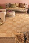 Jute Chequered Extra Large Rug with Tasselled Edge
