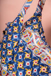 Hand Printed Cotton Holdall - Blue & Yellow