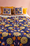Navy Passion Flower Cotton Quilt