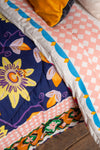 Navy Passion Flower Cotton Quilt