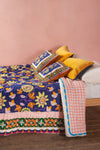 Navy Passion Flower Cotton Quilt