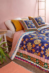 Navy Passion Flower Cotton Quilt