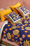 Navy Passion Flower Cotton Quilt