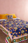 Navy Passion Flower Cotton Quilt