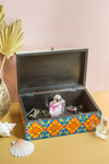 Blue and Orange Lemons Hand Painted Storage Box