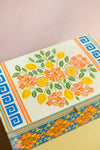 Blue and Orange Lemons Hand Painted Storage Box