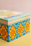 Blue and Orange Lemons Hand Painted Storage Box