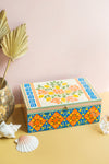 Blue and Orange Lemons Hand Painted Storage Box