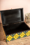 Navy Lemons Hand Painted Storage Box