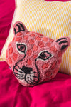 Pink Leopard Tufted Cushion