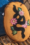 Snake & Flowers Embroidered Cushion