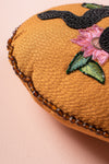Snake & Flowers Embroidered Cushion