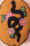 Snake & Flowers Embroidered Cushion