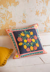Sicilian Lemon Navy 100% Recycled Cotton Linen Blend Cushion Cover