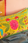 Yellow Floral Embroidered Cushion Cover