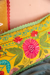 Yellow Floral Embroidered Cushion Cover