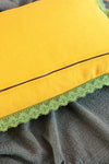 Yellow Floral Embroidered Cushion Cover