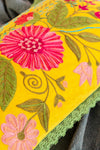 Yellow Floral Embroidered Cushion Cover