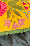 Yellow Floral Embroidered Cushion Cover