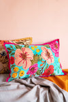 Turquoise Floral Embroidered Cushion Cover