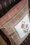 Red Clover Pink Border Cotton Block Print Cushion Cover