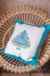 Blue Peacock Cotton Block Print Cushion Cover