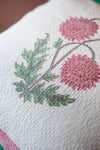 Red Clover Pink Cotton Block Print Cushion Cover