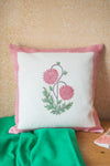 Red Clover Pink Cotton Block Print Cushion Cover