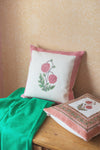 Red Clover Pink Cotton Block Print Cushion Cover