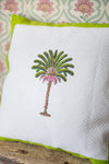 Vivid Green Palm Block Print Cushion Cover