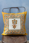 Mustard Mughal Block Print Cotton Cushion Cover