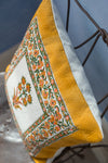 Mustard Mughal Block Print Cotton Cushion Cover