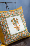 Mustard Mughal Block Print Cotton Cushion Cover