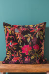 Black Bird of Paradise Cotton Velvet Cushion Cover