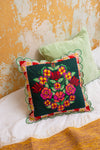 Geraldine Dark Green Rose Bouquet Cushion Cover