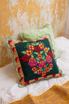 Geraldine Dark Green Rose Bouquet Cushion Cover