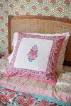 Pink City Block Print Cushion Cover